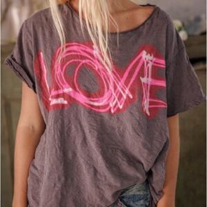 Magnolia Pearl Gray Tee with Pink Love Graphic